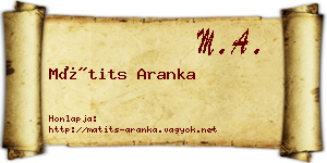 Mátits Aranka névjegykártya